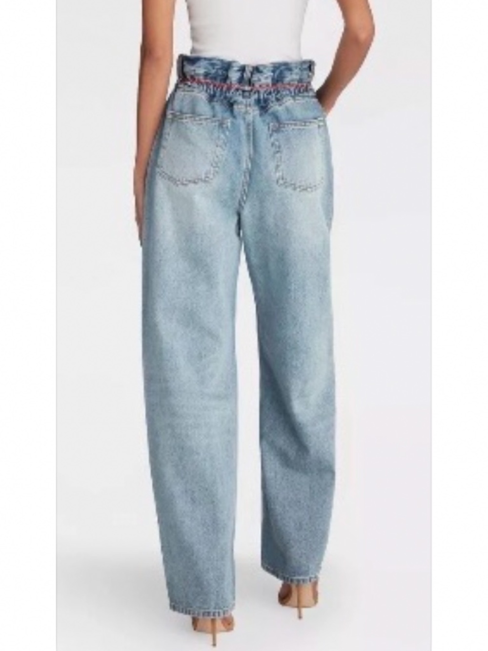 KBB by KAHLANA Women’s Barrel Leg the Paper Bag Jean - Light Wash 12